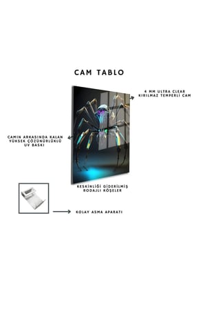 Space/Uzay Yapay Zeka Özel Tasarım Cam Tablo Ofis, Mutfak Çocuk Odası, Salon 206