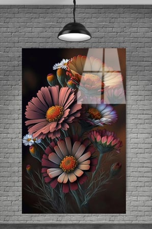 SEVİLEN SERİ ÇİÇEKLER CAM TABLOSU