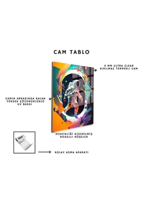 Space/Uzay Yapay Zeka Özel Tasarım Cam Tablo Ofis, Mutfak Çocuk Odası, Salon 97