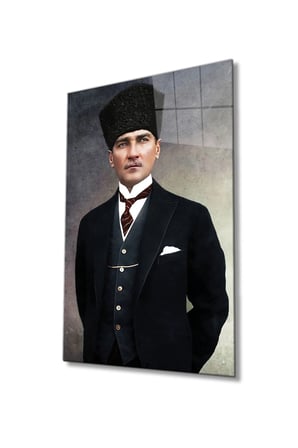 Mustafa Kemal Atatürk Portresi Cam Tablo, Darbelere Dayanıklı Kırılmaz Temperli