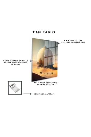 Space/Uzay Yapay Zeka Özel Tasarım Cam Tablo Ofis, Mutfak Çocuk Odası, Salon 215