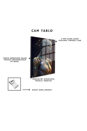 Space/Uzay Yapay Zeka Özel Tasarım Cam Tablo Ofis, Mutfak Çocuk Odası, Salon 220