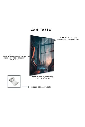 Space/Uzay Yapay Zeka Özel Tasarım Cam Tablo Ofis, Mutfak Çocuk Odası, Salon 214