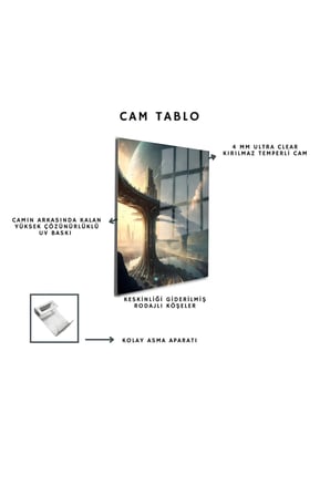 Space/Uzay Yapay Zeka Özel Tasarım Cam Tablo Ofis, Mutfak Çocuk Odası, Salon 212