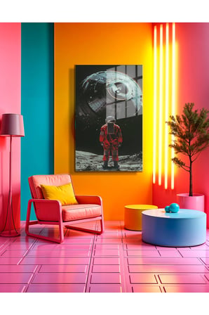 Space/Uzay Yapay Zeka Özel Tasarım Cam Tablo Ofis, Mutfak Çocuk Odası, Salon 132