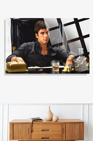 Tony Montana 4mm Lüks Kırılmaz Temperli Yüksek Çözünürlüklü Cam Tablo
