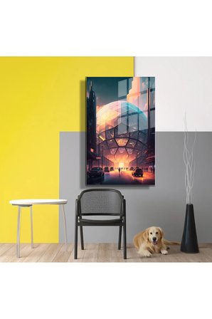 Space/Uzay Yapay Zeka Özel Tasarım Cam Tablo Ofis, Mutfak Çocuk Odası, Salon 03