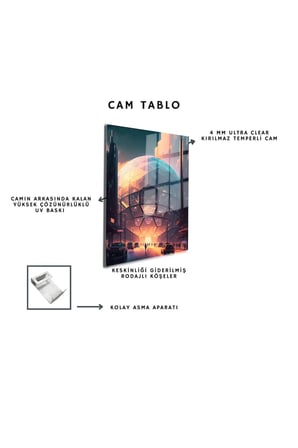 Space/Uzay Yapay Zeka Özel Tasarım Cam Tablo Ofis, Mutfak Çocuk Odası, Salon 03