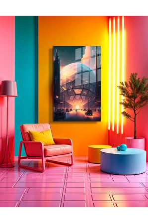 Space/Uzay Yapay Zeka Özel Tasarım Cam Tablo Ofis, Mutfak Çocuk Odası, Salon 03