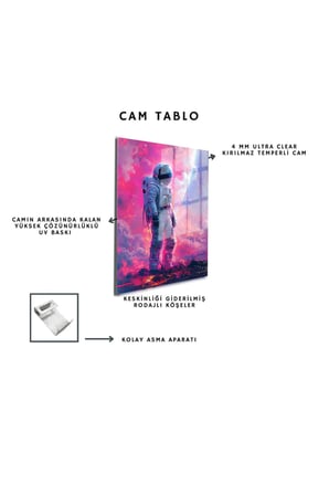 Space/Uzay Yapay Zeka Özel Tasarım Cam Tablo Ofis, Mutfak Çocuk Odası, Salon 134