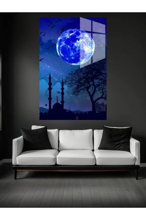 Camii Ve Dolunay Cam Tablo Ev Dekorasyon,balkon Dekorasyonu,dekoratif,duvar Tablo,mutfak Tablo