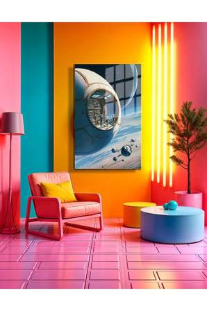Space/Uzay Yapay Zeka Özel Tasarım Cam Tablo Ofis, Mutfak Çocuk Odası, Salon 204