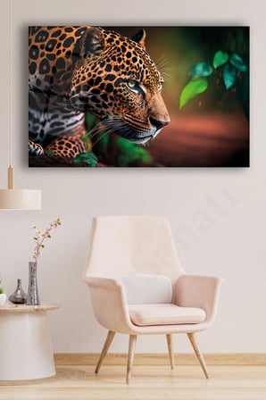Jaguar Cam Tablo, Aslan Kaplan Ev Ofis Duvar Dekoru, Hediyelik Büyük Cam Tablo