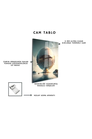 Space/Uzay Yapay Zeka Özel Tasarım Cam Tablo Ofis, Mutfak Çocuk Odası, Salon 200