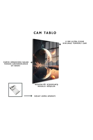 Space/Uzay Yapay Zeka Özel Tasarım Cam Tablo Ofis, Mutfak Çocuk Odası, Salon 98