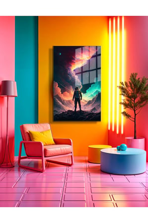 Space/Uzay Yapay Zeka Özel Tasarım Cam Tablo Ofis, Mutfak Çocuk Odası, Salon 45