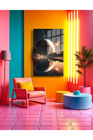 Space/Uzay Yapay Zeka Özel Tasarım Cam Tablo Ofis, Mutfak Çocuk Odası, Salon 98