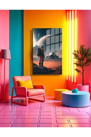 Space/Uzay Yapay Zeka Özel Tasarım Cam Tablo Ofis, Mutfak Çocuk Odası, Salon 128