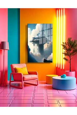 Space/Uzay Yapay Zeka Özel Tasarım Cam Tablo Ofis, Mutfak Çocuk Odası, Salon 216