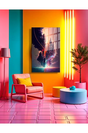 Space/Uzay Yapay Zeka Özel Tasarım Cam Tablo Ofis, Mutfak Çocuk Odası, Salon 05