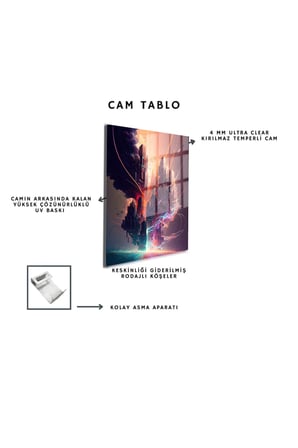 Space/Uzay Yapay Zeka Özel Tasarım Cam Tablo Ofis, Mutfak Çocuk Odası, Salon 05