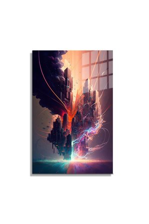 Space/Uzay Yapay Zeka Özel Tasarım Cam Tablo Ofis, Mutfak Çocuk Odası, Salon 05