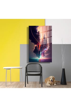 Space/Uzay Yapay Zeka Özel Tasarım Cam Tablo Ofis, Mutfak Çocuk Odası, Salon 05