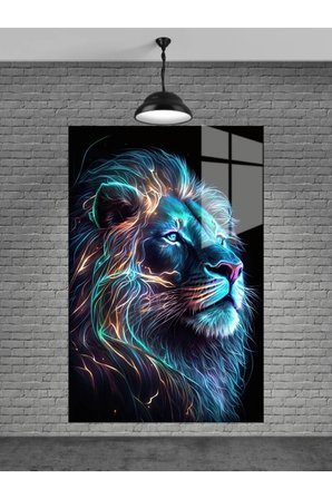 Neon Aslan Cam Tablo Ev Dekorasyon,balkon Dekorasyonu,dekoratif,duvar Tablo,mutfak Tablo