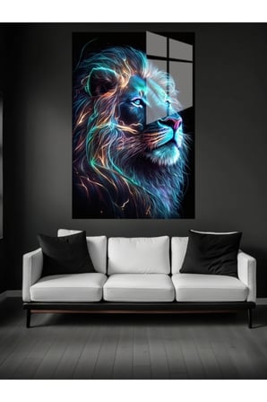 Neon Aslan Cam Tablo Ev Dekorasyon,balkon Dekorasyonu,dekoratif,duvar Tablo,mutfak Tablo