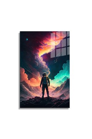 Space/Uzay Yapay Zeka Özel Tasarım Cam Tablo Ofis, Mutfak Çocuk Odası, Salon 45
