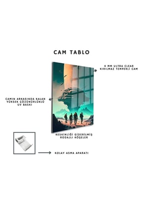 Space/Uzay Yapay Zeka Özel Tasarım Cam Tablo Ofis, Mutfak Çocuk Odası, Salon 203