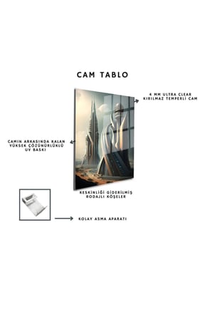 Space/Uzay Yapay Zeka Özel Tasarım Cam Tablo Ofis, Mutfak Çocuk Odası, Salon 219