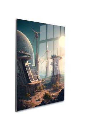 Space/Uzay Yapay Zeka Özel Tasarım Cam Tablo Ofis, Mutfak Çocuk Odası, Salon 180