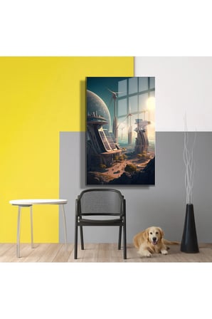 Space/Uzay Yapay Zeka Özel Tasarım Cam Tablo Ofis, Mutfak Çocuk Odası, Salon 180