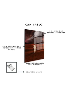 Space/Uzay Yapay Zeka Özel Tasarım Cam Tablo Ofis, Mutfak Çocuk Odası, Salon 21