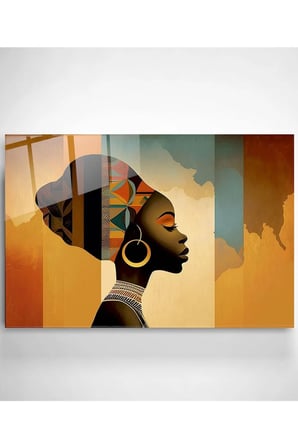 Afrikalı Kadın Cam Tablo, Dekoratif Cam Tablo