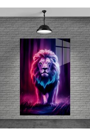 Neon Aslan Cam Tablo Ev Dekorasyon,balkon Dekorasyonu,dekoratif,duvar Tablo,mutfak Tablo