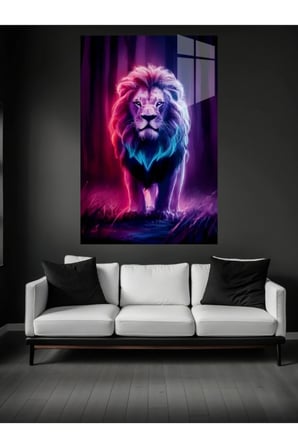 Neon Aslan Cam Tablo Ev Dekorasyon,balkon Dekorasyonu,dekoratif,duvar Tablo,mutfak Tablo