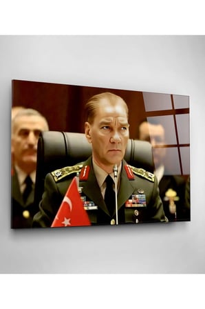 Atatürk Portresi - Yapay Zeka Tasarımlı Cam Tablo, Dekoratif Cam Tablo