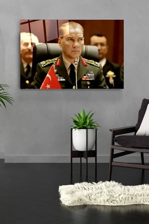 Atatürk Portresi - Yapay Zeka Tasarımlı Cam Tablo, Dekoratif Cam Tablo