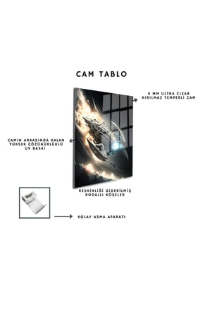 Space/Uzay Yapay Zeka Özel Tasarım Cam Tablo Ofis, Mutfak Çocuk Odası, Salon 179