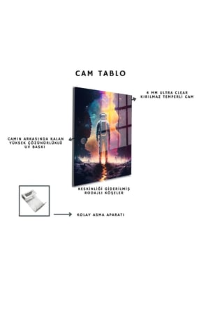 Space/Uzay Yapay Zeka Özel Tasarım Cam Tablo Ofis, Mutfak Çocuk Odası, Salon 47
