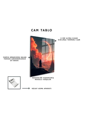 Space/Uzay Yapay Zeka Özel Tasarım Cam Tablo Ofis, Mutfak Çocuk Odası, Salon 25