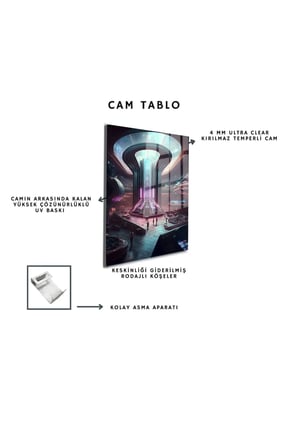 Space/Uzay Yapay Zeka Özel Tasarım Cam Tablo Ofis, Mutfak Çocuk Odası, Salon 16