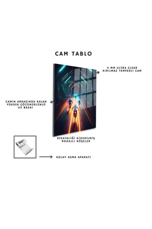 Space/Uzay Yapay Zeka Özel Tasarım Cam Tablo Ofis, Mutfak Çocuk Odası, Salon 210
