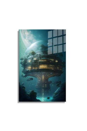 Space/Uzay Yapay Zeka Özel Tasarım Cam Tablo Ofis, Mutfak Çocuk Odası, Salon 08