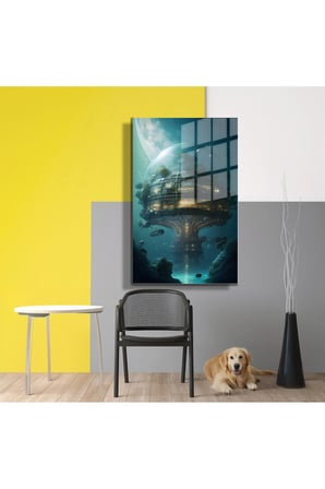 Space/Uzay Yapay Zeka Özel Tasarım Cam Tablo Ofis, Mutfak Çocuk Odası, Salon 08