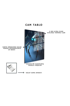 Space/Uzay Yapay Zeka Özel Tasarım Cam Tablo Ofis, Mutfak Çocuk Odası, Salon 209