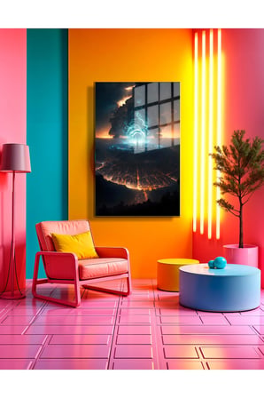 Space/Uzay Yapay Zeka Özel Tasarım Cam Tablo Ofis, Mutfak Çocuk Odası, Salon 189