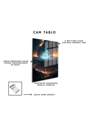 Space/Uzay Yapay Zeka Özel Tasarım Cam Tablo Ofis, Mutfak Çocuk Odası, Salon 189